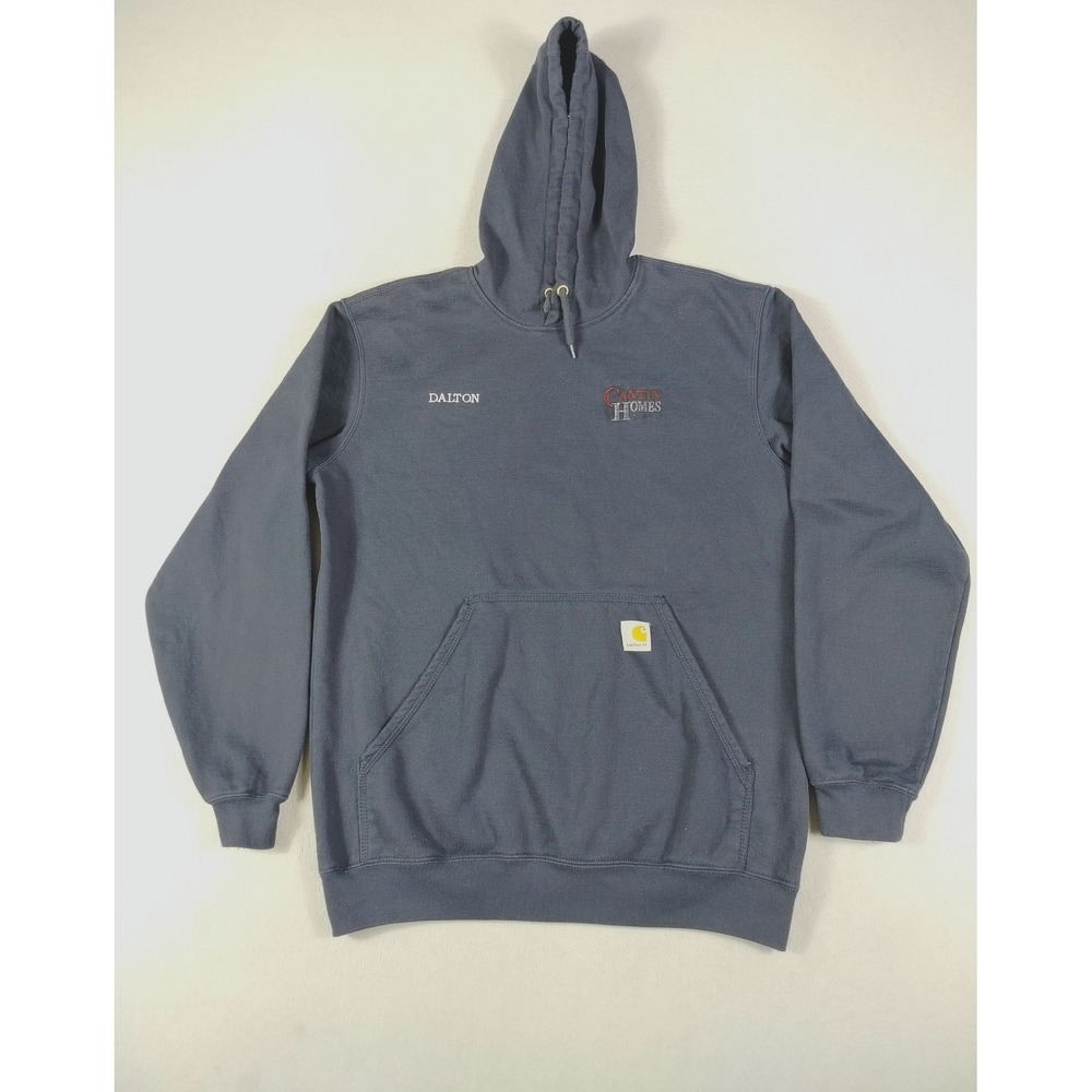 Carhartt Hoodie Mens Medium Blue Loose Fit Embroidered Logo Workwear Sweatshirt‎
